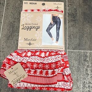 Christmas winter printed Leggings M  New